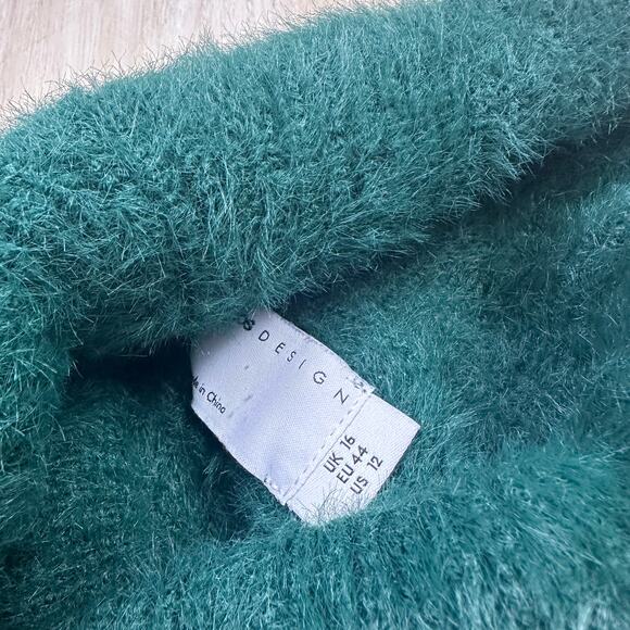 ASOS Dark Green Design High Neck Fluffy Eyelash Yarn Knit Pullover Sweater 12 - Picture 14 of 15